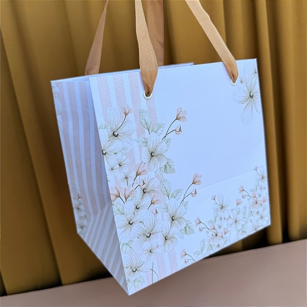 Sacola Confeitaria P - Floral Nude - 10 unidades