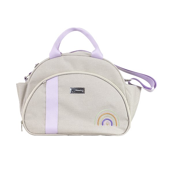 Bolsa Passeio 101 - Linho Bege/Lilás Arco-Íris