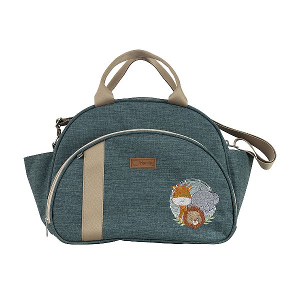Bolsa Passeio 101   - Linho Verde Floresta Safari
