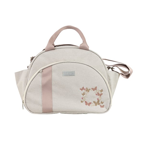 Bolsa Passeio 101 - Linho Bege/Rose Borboleta