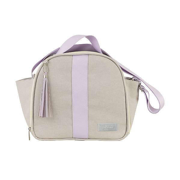 Bolsa Frasqueira 102 - Linho Bege/Lilás