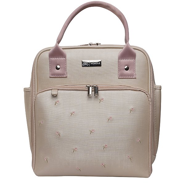 Mochila Pequena  800- Flores Bege