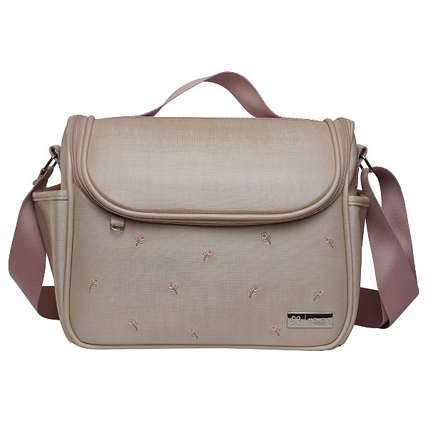 Bolsa Pequena 202 - Flores Bege