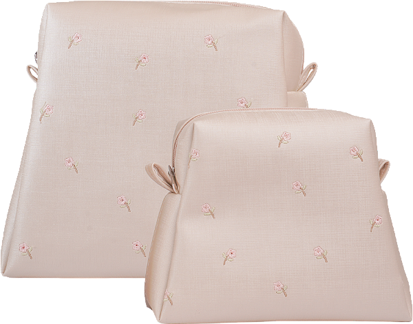 Kit Nécessaires P/M - Flores Bege