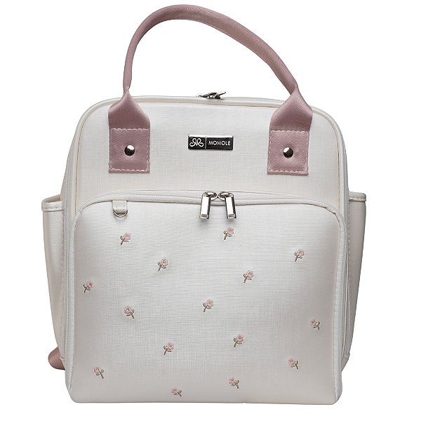 Mochila Pequena  800- Flores Branco