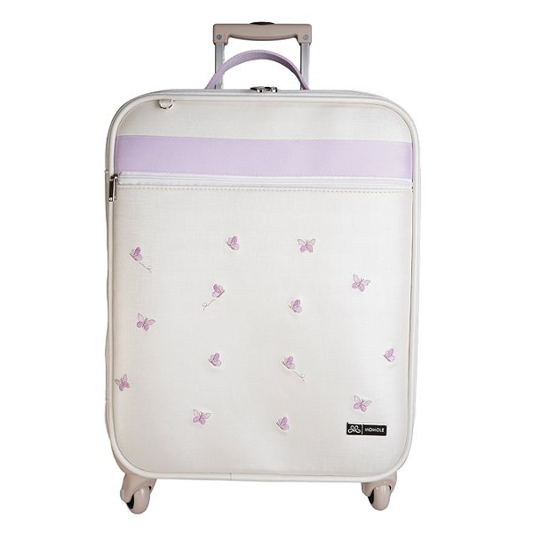 Mala Maternidade de Rodinhas 700 - Borboleta Branco Lilás