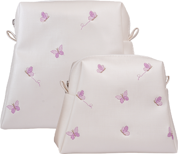 Kit Nécessaires P/M -Borboleta Branco Lilás