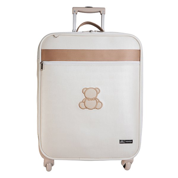 Mala Maternidade de Rodinhas 700 -Urso Off Bege