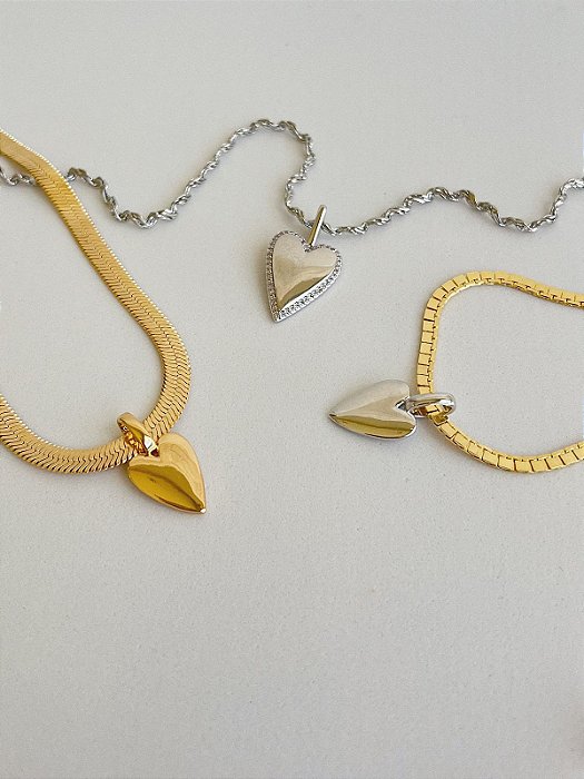 Pingente Coração Basic LISO Ródio