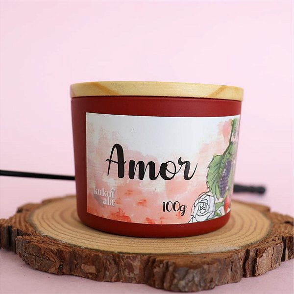 Vela Amora, Morango e Rosa Branca - Amor - 100g