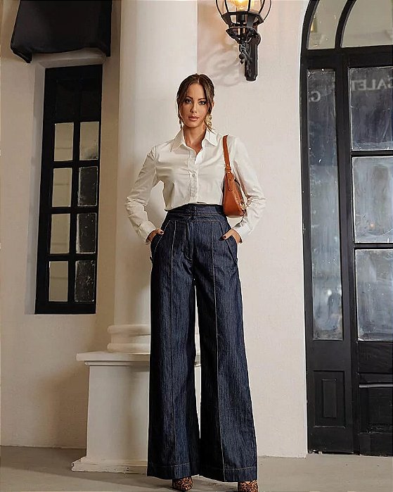 Calça Pantalona Cintura Alta