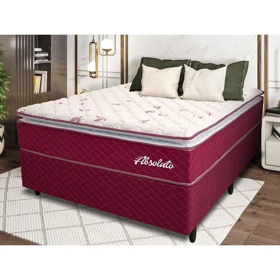 Conjunto Box Absoluto 138x23x188 Vermelho-branco - Hellen Estofados e Colchões