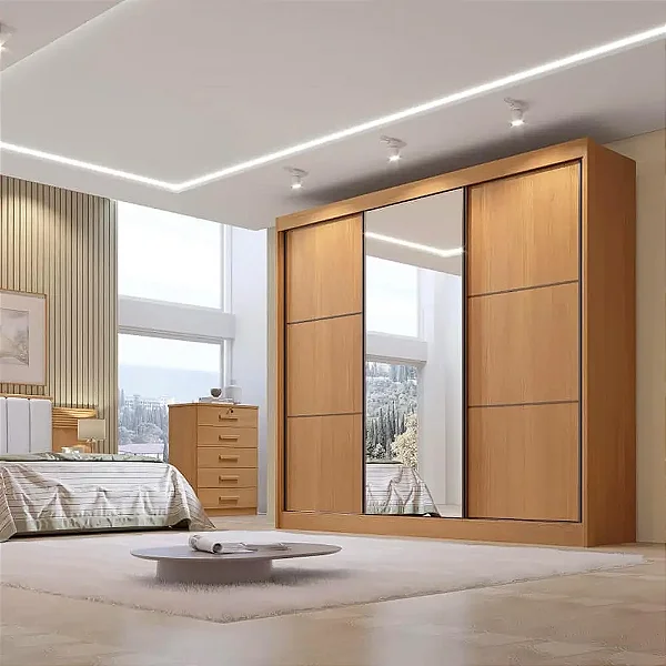 Roupeiro Casa Cristal Com 3 portas e 6 Gavetas - D'Doro