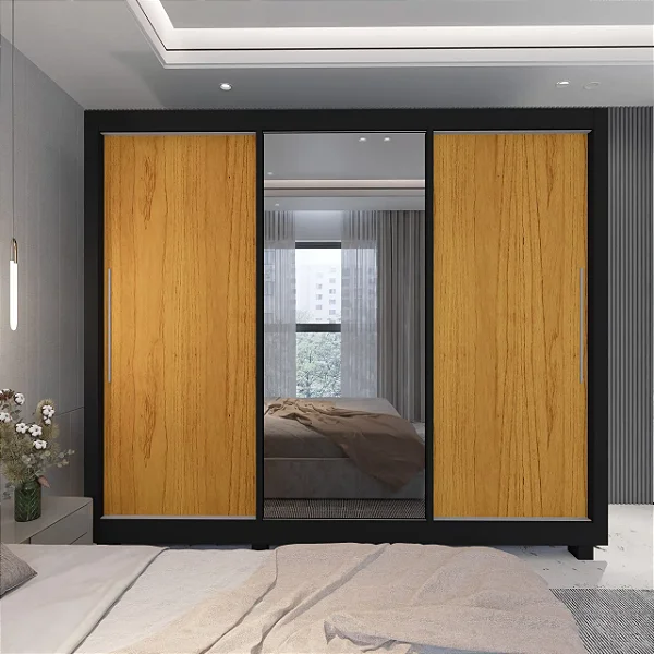 Roupeiro Royale Casal 3 Portas 1 Porta Com Espelho - Gelius