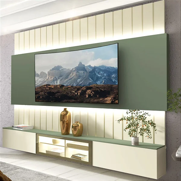Home para Tv até 90 Polegadas com Led 230cm Soberano Reflecta 100% MDF -Gelius