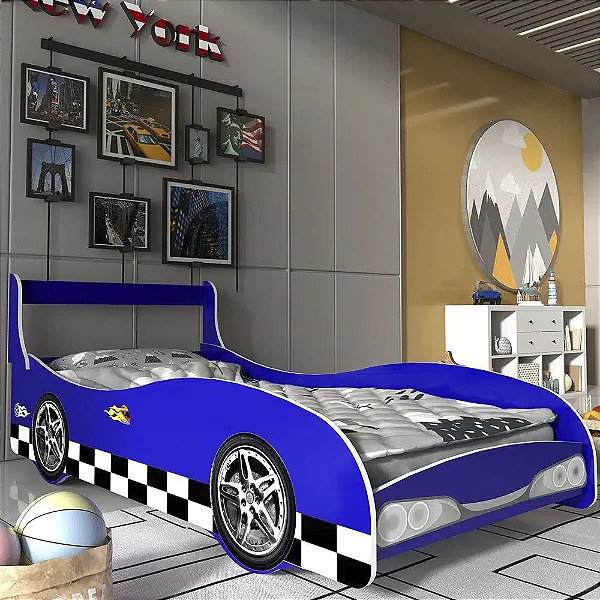 Cama Carro Rally - Azul - Gelius