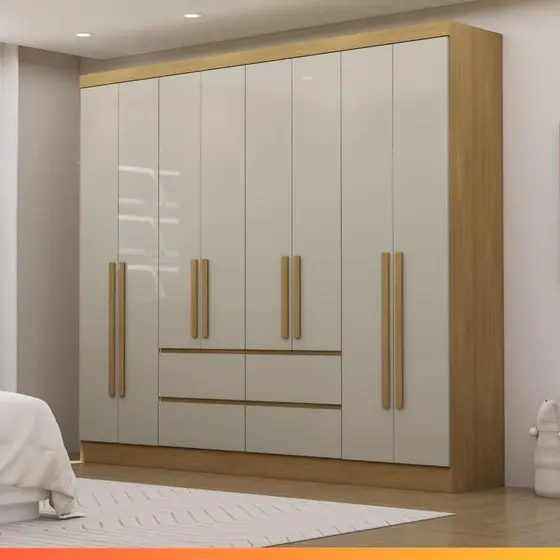 Roupeiro Casal 8 Portas 4 Gavetas Turim Luciane - LUCIANE MÓVEIS