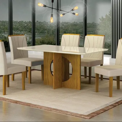 Conjunto Sala de Jantar Mesa com 6 Cadeiras Lorena