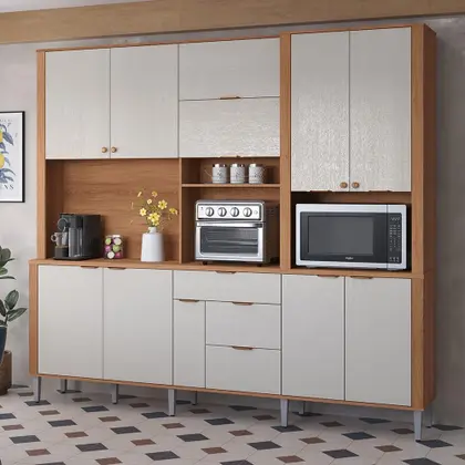 Kit de Cozinha Armário Compacta Astra 2,40m Lukaliam Móveis 10 Portas e 4 Gavetas