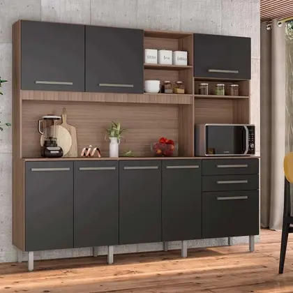 Kit Cozinha Madeira Ibiza 08 Portas 02 Gavetas - Madine Moveis