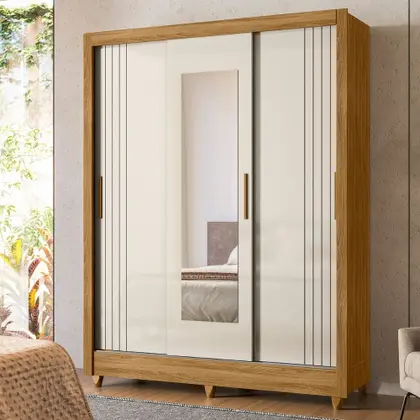 Guarda Roupa Solteiro Espelho 3 Portas 2 Gavetas Bolivia Moval