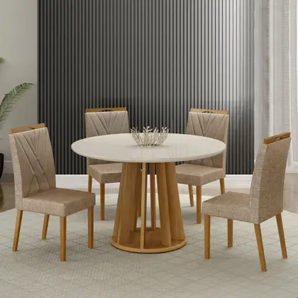 Conjunto Mesa Rose com 4 Cadeiras Madeira - Valdemóveis
