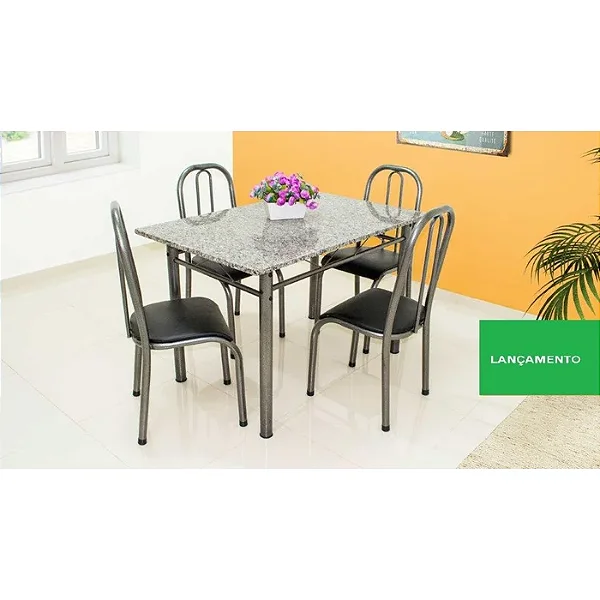 Cojunto de mesa de 4 cadeiras com tamo granito - Madrid 1.00M