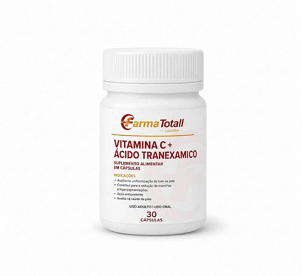 Vitamina C + Ácido Tranexâmico Com 30 Cápsulas