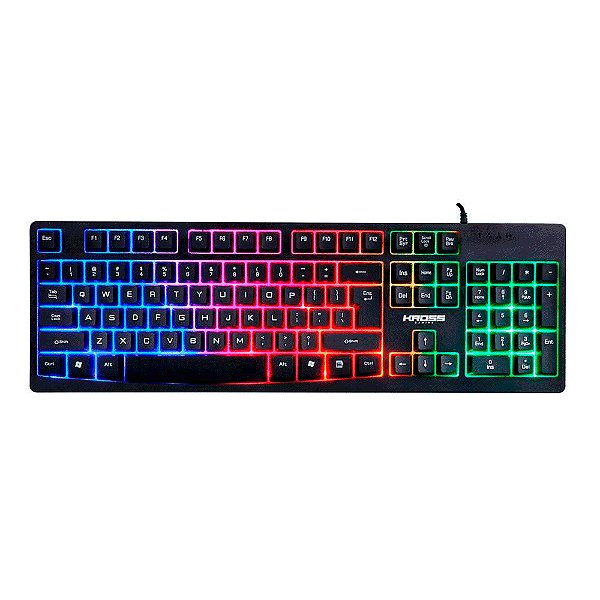 Teclado gamer Kross com fio, membrana Njord USB, LED preto (KE-KG105)