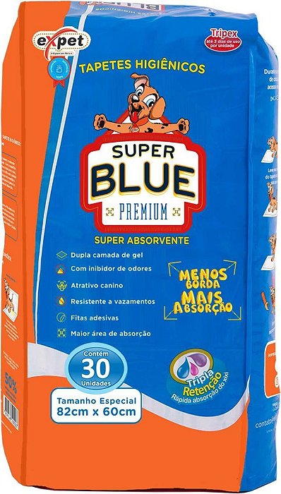 Tapete higiênico Super Blue c/30 para cães