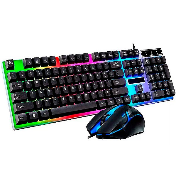 Kit teclado e mouse gamer USB com iluminação LED RGB (KM99)