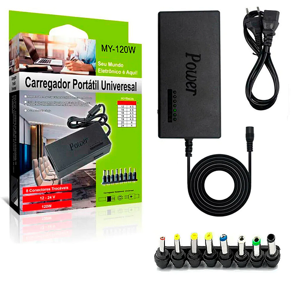 Fonte de Notebook Universal 120W 12-24V com 8 pinos (MY-120W)