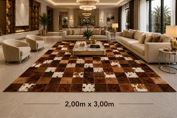 TAPETE COURO MARROM 2,00m x 3,00m