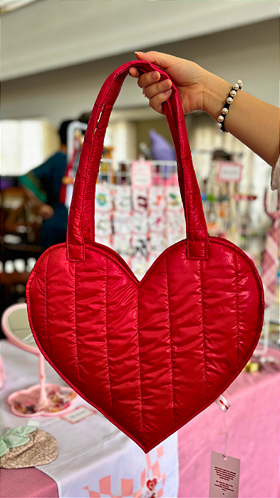 Bolsa Coração Puffer Vermelha