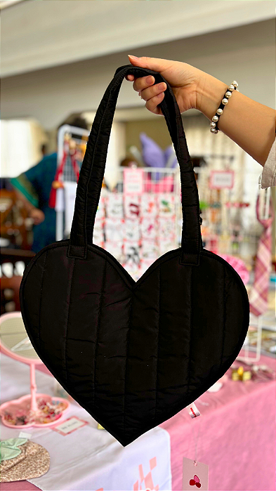 Bolsa Coração Puffer Preta