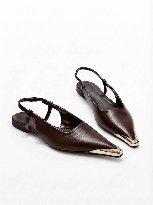 SLINGBACK PONTEIRA DOURADA CAFÉ