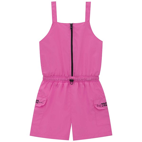 Macaquinho Infantil em Nylon com alça fina - rosa - tam 04