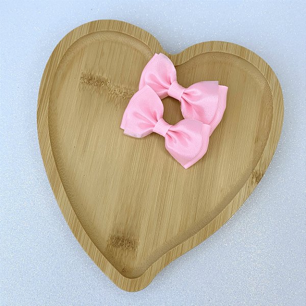 Conjunto de Presilha Infantil Bico de Pato Laço Rosa Bebê