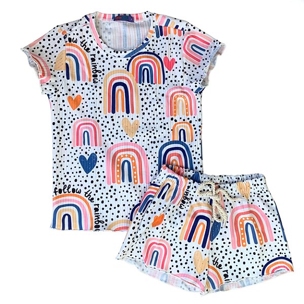 Conjunto Infantil Blusa e Short - tam 06 e 08
