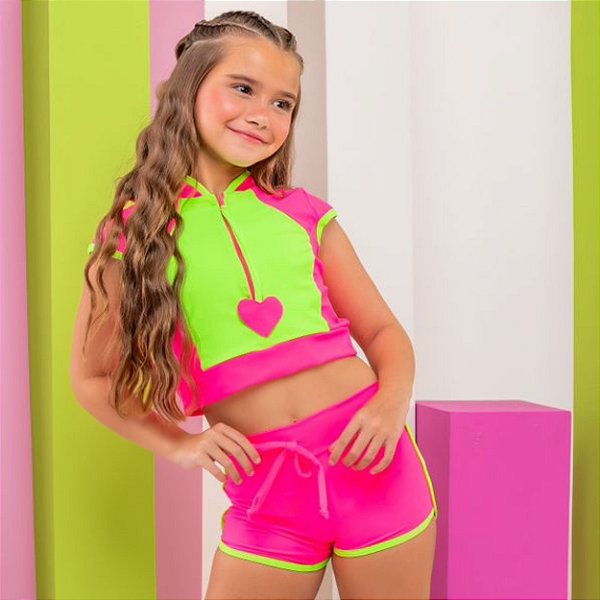 Biquíni Infantil Cropped com Shortinho tam 04