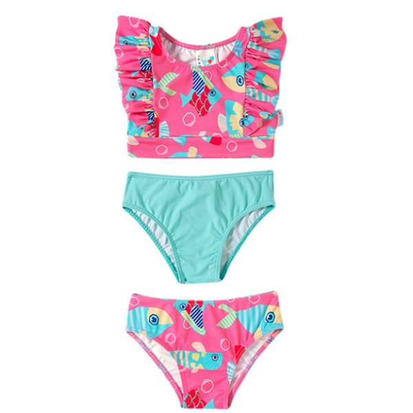 Biquíni com Três Peças TipTop - Peixe Rosa - tam 4 e 6