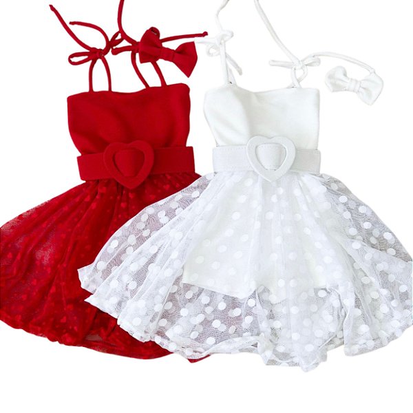 Vestido Branco com Alcinha de Amarrar, cinto e laço de cabelo - tam 6