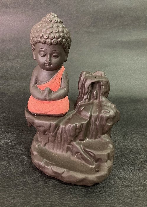 Incensário Cascata Buda Rocha LARANJA