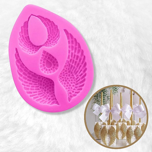 Molde de Silicone 2 Asas de Anjo Importado Biscuit Confeitaria MOL059