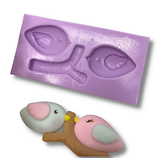Molde de Silicone Casal de Passarinhos Confeitaria