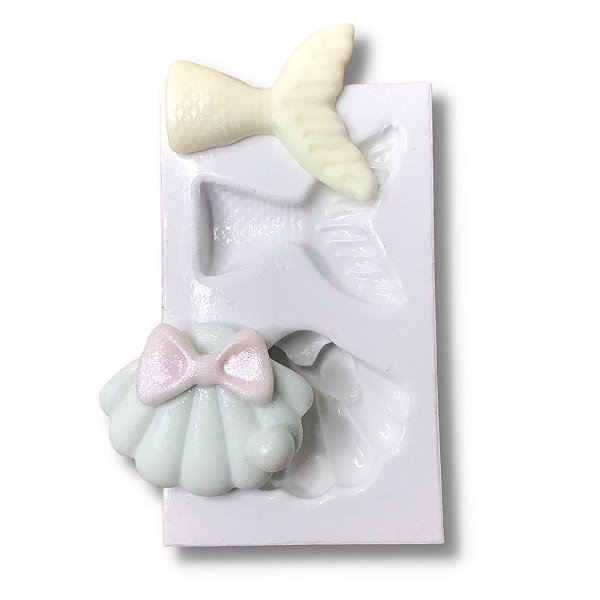 MOLDE DE SILICONE CONCHA E RABO DE SEREIA MOL0125