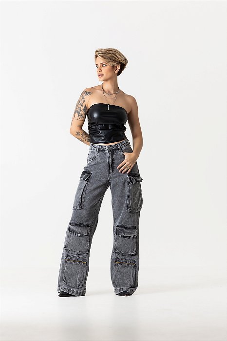 CALÇA CARGO MÚLTIPLOS BOLSOS VINTAGE