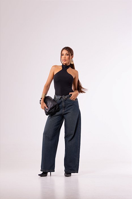 CALÇA WIDE LEG CÓS VIRADO