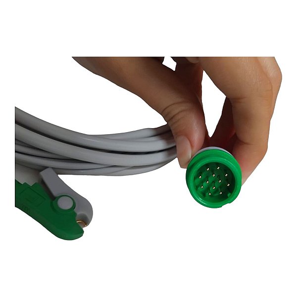 Cabo ECG 5 vias clip botão compatível com Lifemed