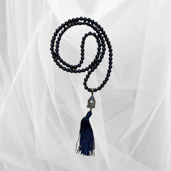 Japamala Obsidiana Negra - Pedra Natural (108 Contas)